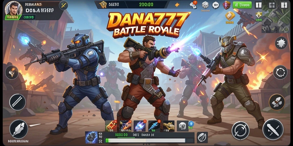 Tampilan gameplay seru di DANA777 saat bertempur di arena Battle Royale.