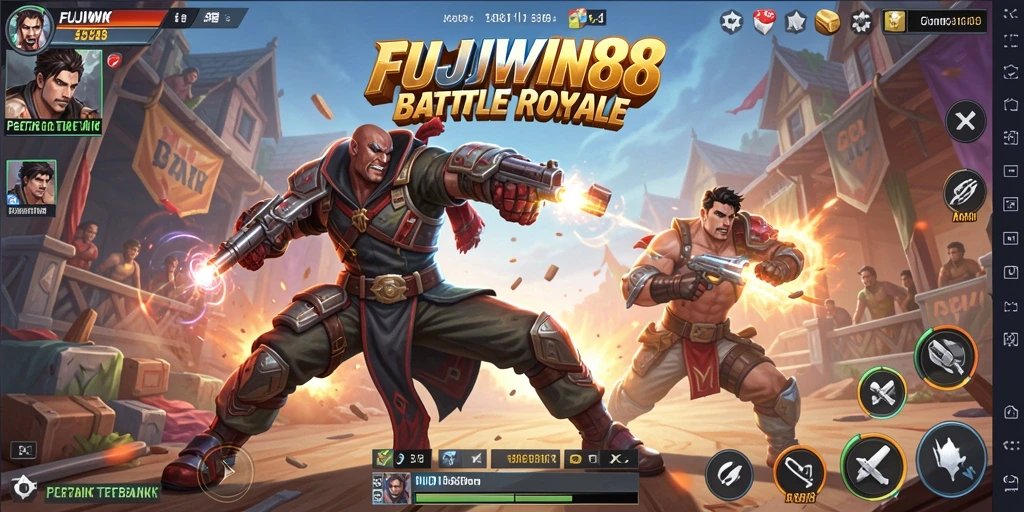Screenshot FUJIWIN88 menampilkan aksi penuh ketegangan dalam Battle Royale.