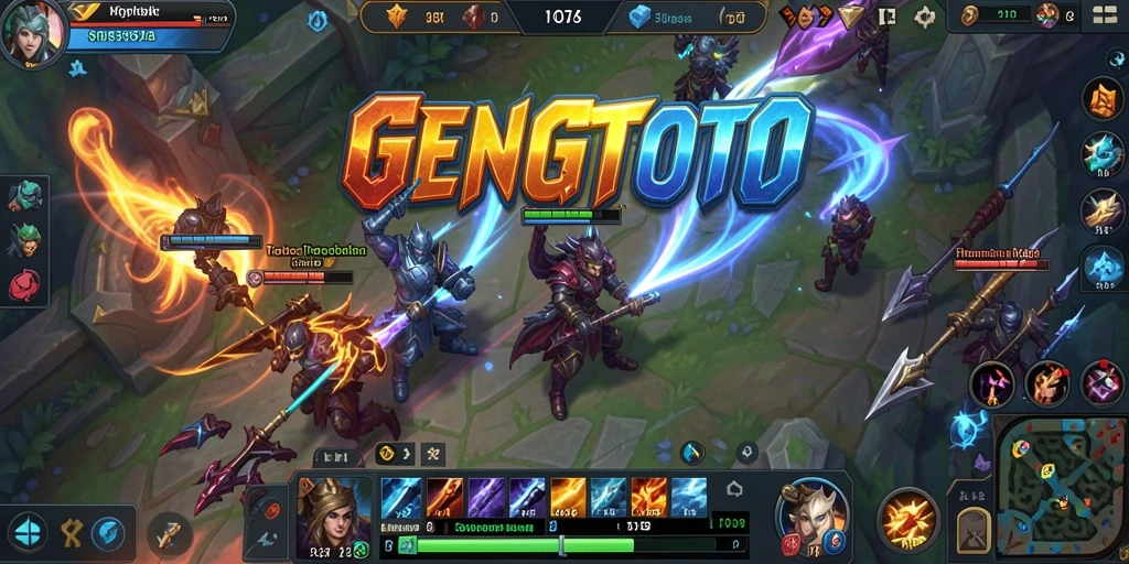 Screenshot GENGTOTO menampilkan arena pertempuran dengan karakter yang beraksi.