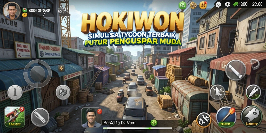 Tampilan screenshot gameplay HOKIWON dengan elemen Tycoon yang menarik.