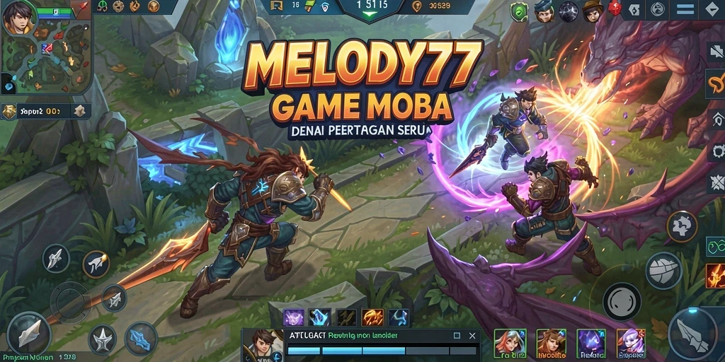 Screenshot gameplay MELODY77 dengan aksi pertarungan sengit MOBA.