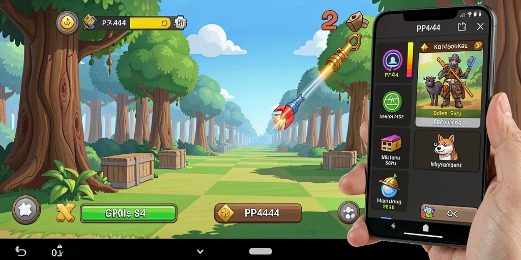 Tampilan gameplay utama PP444 yang menampilkan pengelolaan sumber daya secara otomatis.