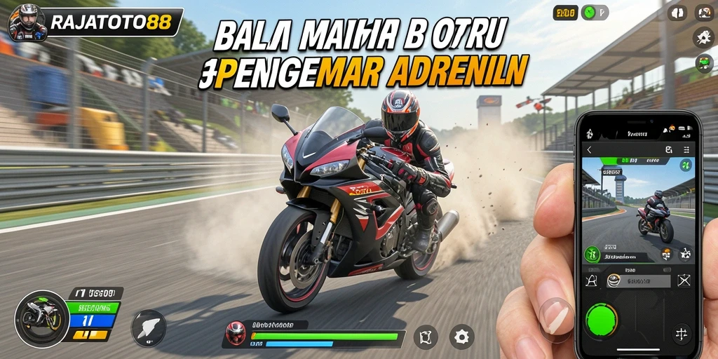 Screenshot dari gameplay balap motor yang mendebarkan.