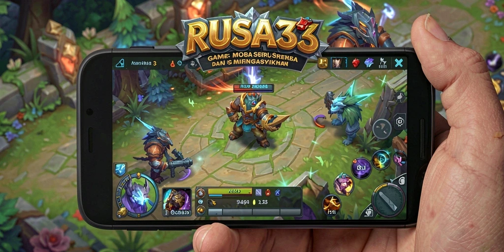 Screenshot gameplay RUSA33 dengan aksi seru dalam pertempuran MOBA.